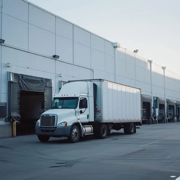 reefer truck positioned at a loading dock, ready to transport perishable goods while maintaining cold chain integrity.